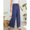 MISSKY Women's Wide Leg Pants Casual Palazzo Summer Flowy Pants Elastic High Waist Lounge Drawstring Long Trousers - 2 of 4