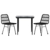 vidaXL Garden Dining Set Black Steel, polyethylene, tempered glass - Black 31.5" table length 2 - 3 of 4