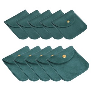 Unique Bargains Velvet Portable Rings Necklace Snap Button Storage Jewelry Pouch 10 Pcs - 1 of 4