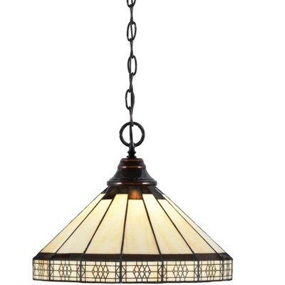 Toltec Lighting Any 1 - Light Pendant in  Black Copper with 15" Honey & Brown Mission Art Glass Shade
