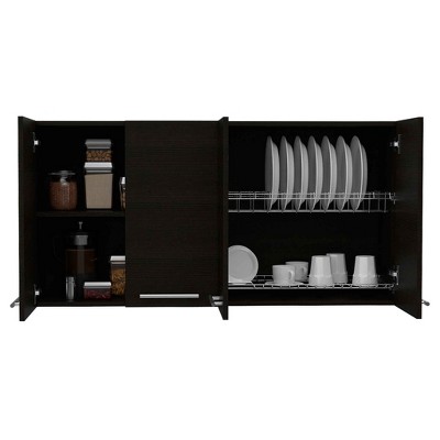 White Engineered Wood Four-Door Wall Cabinet with Shelves