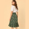 Allegra K Women's Summer Floral Elastic Waist High Low Ruffle Hem Midi Skirts - 3 of 4