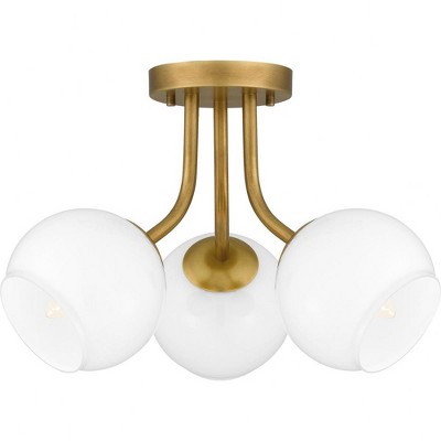 Quoizel Lighting Oberlin 3 - Light Semi-Flush Mount in  Weathered Brass