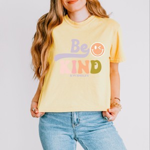 Simply Sage Market S.W.Smiley Be Kind Smiley Face Boxy Crop Top - 1 of 4
