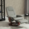 HOMCOM Faux Leather Manual Recliner, Adjustable Swivel Lounge Chair with Footrest, Armrest and Wrapped Wood Base for Living Room, Gray - 3 of 4