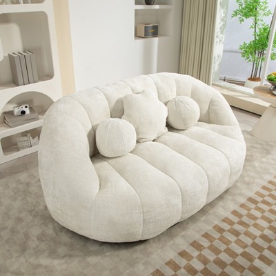 Kumasinova Bean Bag Couch with High Back,Chenille Floor Sofa Indoor,Bean Bag Chair with 3 Pillows,Comfy Chair for Living Room,Bedroom