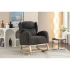 CAVINAS Modern Teddy Fabric Rocking Chair with Wooden Frame and Ergonomic Backrest, Upholstered Lounge Chair for Living Room and Bedroom - 3 of 4