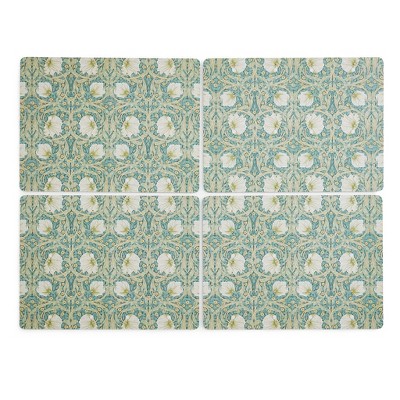 Pimpernel Evergreen Placemats, Set Of 4, Cork-backed Board, Azure, Hard ...