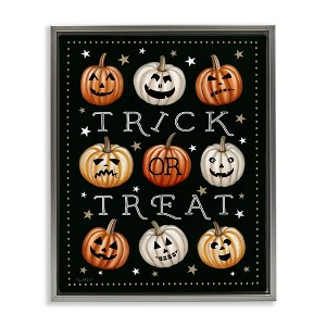 Stupell Industries Trick Or Treat Jack-o-Lanterns Floating Frame Canvas Art - 1 of 4