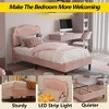 Twin Bed Frames with Smart LED Lights, Upholstered Bed Frame with Height Adjustable Bear Headboard, Velvet Princess Platform Bed Frame for Kids/Girls - 4 of 4