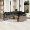 vidaXL Patio Sofa Set with Cushions Outdoor Furniture 11 Piece Poly Rattan - Gray - 2 of 4