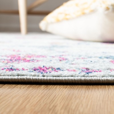 Grey and Purple 4' x 6' Hand-knotted Synthetic Area Rug