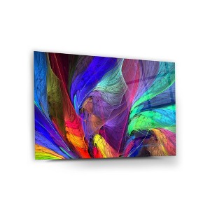 Color Waves Glass Wall Decor – Frameless Free Floating Tempered Glass Panel – Modern Art for Home or Office – Durable Glass Wall Art (27.5”H x 39.3”W) - 1 of 4