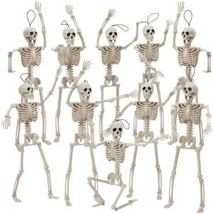 Joyfy 1/2/5/10 PCS 16" Posable Skeleton Halloween Decorative Props for Indoor/Outdoor Halloween Decorations Graveyard Haunted House Spooky Scene Party - 1 of 4