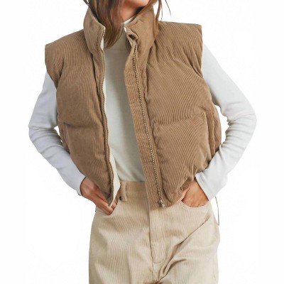 Women's Corduroy Puffer Vest - Buttermelon