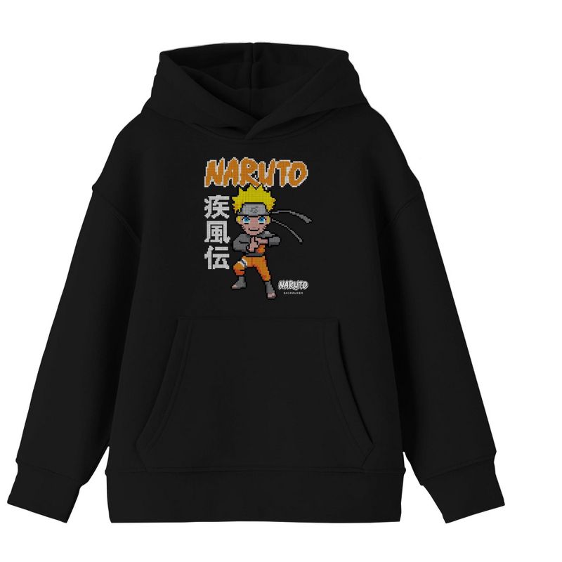 Naruto Shippuden Pixel Art Naruto Youth Black Sweatshirt, 1 of 2