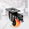 VEVOR Caster Wheels, 3-inch Swivel Plate Casters, Set of 4, with Security A/B Locking No Noise PVC Wheels, Heavy Duty 250 lbs Load Capacity,Orange - 2 of 4