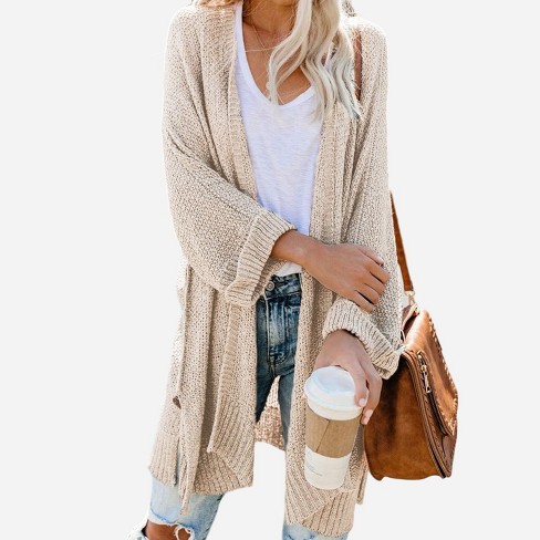 Women's Textured Knit Open-front Cardigan - Cupshe : Target
