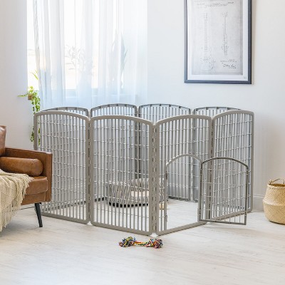 Silver 34"H Plastic 8-Panel Pet Playpen with Door