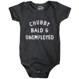 Chubby Bald And Unemployed Baby Bodysuit Funny Cute Jumper For Infants - Crazy Dog Baby Bodysuit - 1 of 4