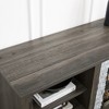 TV Stand For TVs Up To 79 Inches, Faux Stacked Stone Surround Media Console Table, Farmhouse Wooden Entertainment Center TV Console Cabinet W/Shelves - 3 of 4
