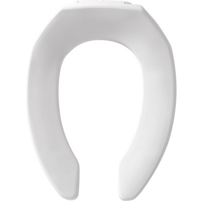 Never Loosens Elongated Open Front Commercial Plastic Toilet Seat White - Mayfair by Bemis