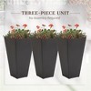 SKRAN Set of 3 Tall Planters with Drainage Hole,  Outdoor Flower Pots, Indoor Planters for Porch Patio and Deck - 2 of 4