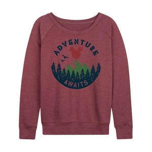 Women's - Disney - Adventure Awaits Lightweight French Terry Wide Neck Long Sleeve Shirt - 1 of 4