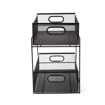 Black Wire Mesh Magnetic Storage Baskets, Office Supply Organizers, Set of 3