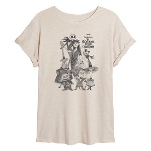Women's - Disney - Nightmare Group Oversized Graphic T-Shirt - 1 of 4