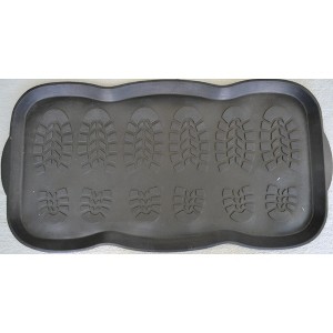 HomeRoots 16" X 32" Black Rubber Outdoor Boot Tray - 1 of 4