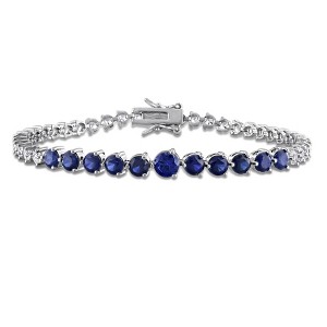 EVERLY JEWELRY | Sterling Silver Created Stones Bracelet, 7.25 in- Multiple Stone Color Option - 1 of 4