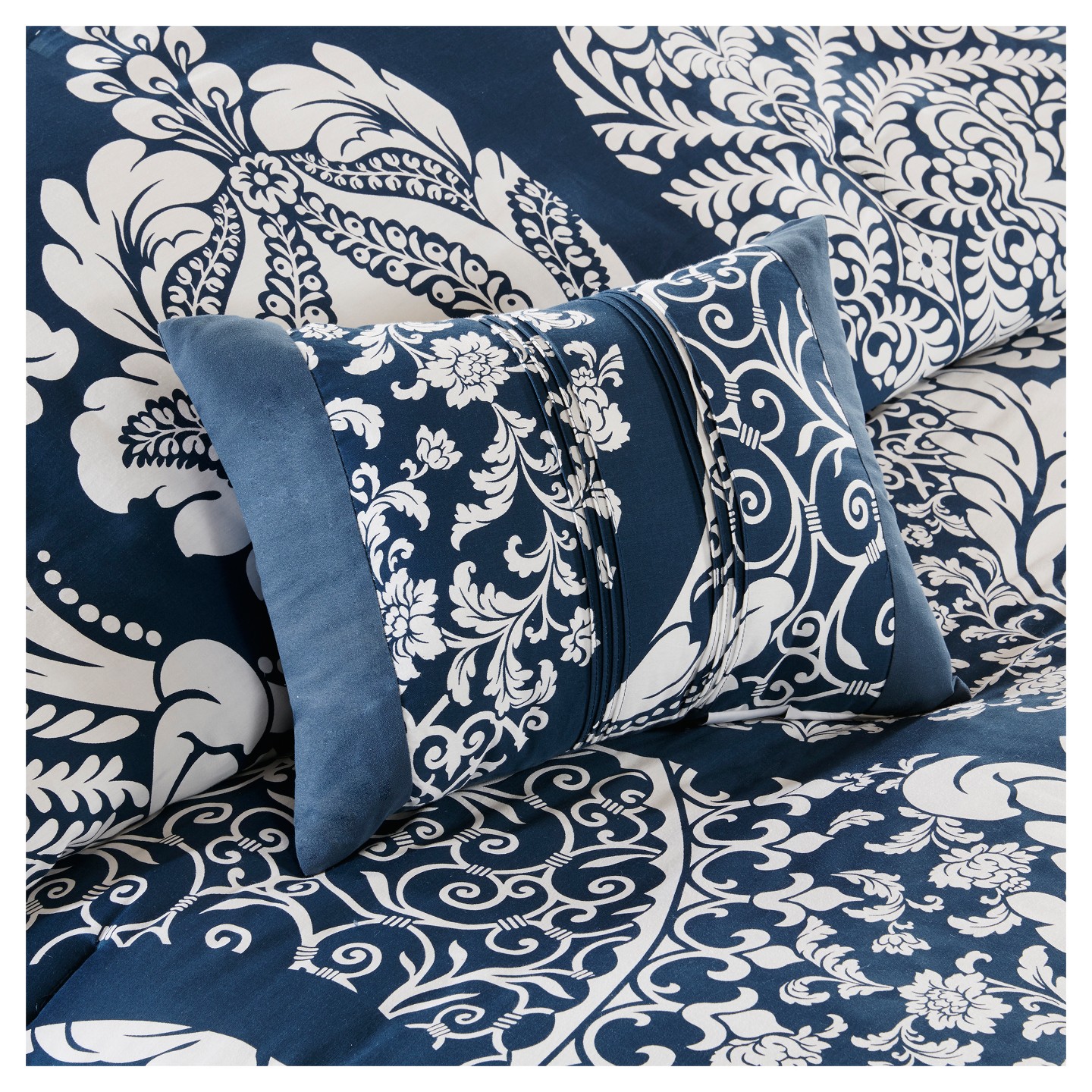 Комплект постельного белья Madison Park 7pc Queen Adela Printed Comforter Bedding Set Slate: Includes Bed Skirt & 3 Decorative Pillows — фото 5