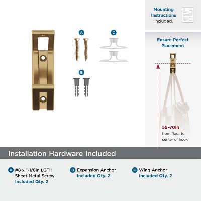 Champagne Bronze Double Prong Decorative Metal Wall Hook