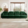 Modern Green Chenille Sectional Sofa with Tufted Pleated Backrest, Comfy 4-Seater Sectional Couch for Living Room or Apartment – The Pop Home - 2 of 4