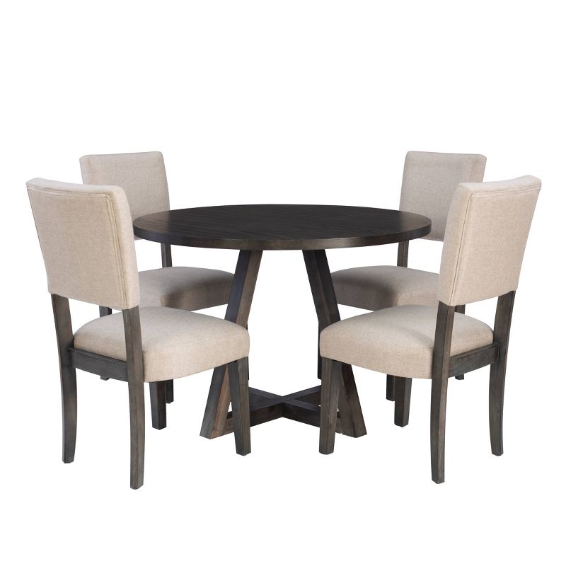 5pc Lenya Solid Wood Dining Set Gray - Powell, 2 of 17