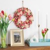 Northlight Wooden Artificial Floral and Berries Spring Wreath - 12.5" - Pink and Cream - 2 of 4