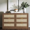 Acekool 53" Rattan Dresser, 6 Drawer Boho Chest with Metal Handles, Storage Cabinet & TV Stand for Bedroom or Living Room - 3 of 4