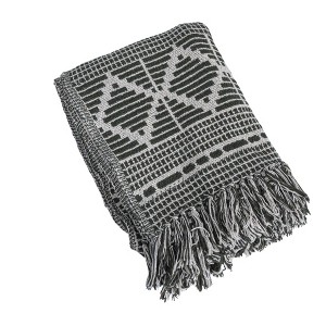 Storied Home Soft Recycled Cotton Blend Throw with Diamond Pattern - 1 of 4