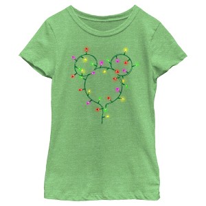 Girl's Mickey & Friends Christmas Light Silhouette T-Shirt - 1 of 4