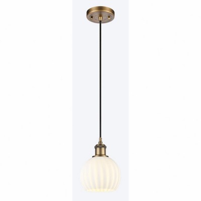 White Venetian - 1 Light Cord Hung Mini Pendant In Modern Style-8 Inches Tall and 6 Inches Wide
