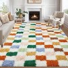 Shag Area Rug Modern Checkered Plush Fuzzy Rugs for Living Room Ultra-Soft Thick Furry Accent Carpet for Bedroom Contemporary Indoor Floor Mat - 2 of 4