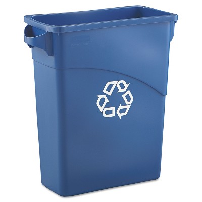 Rubbermaid Slim Jim Recycling W/Handles Rectangular Plastic 15.875gal Blue 1971257