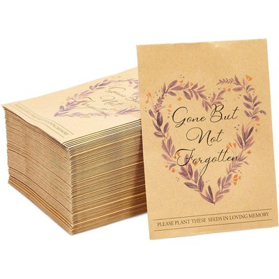 Pipilo Press 100 Pack Brown Seed Envelopes for Memorial Service, "Gone But Not Forgotten" (3.5 x 5 in)