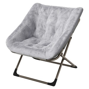 Folding Saucer Chairs for Adults, 300 LB Capacity Comfy Faux Fur Lazy Chair with Metal Frame, No Assembly Required for Bedroom Dorms Apartments - 1 of 4