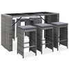 vidaXL Ergonomic Patio Bar Set with Cushions -7 Pieces, Poly Rattan, Gray - Weather-Resistant, Powder-Coated Steel Frame, Tempered Glass Tabletop - 2 of 4