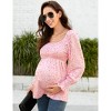 Women's Maternity Tops Elegant Square Neck Lantern Sleeve Blouse - 3 of 4