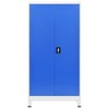vidaXL Metal Office Cabinet with Adjustable Shelves, Classic File Storage Cabinet, Gray and Blue - Floor Friendly, Easy Assembly, 35.4"x15.7"x70.9" - 3 of 4