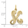 Black Bow Jewelry 14k Yellow Gold, Maci Collection, LG Filigree Script Initial K Pendant - 4 of 4