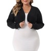 Agnes Orinda Women's Plus Size Long Sleeve Open Front Ribbed Soft Knit Crop Cardigan - 2 of 4